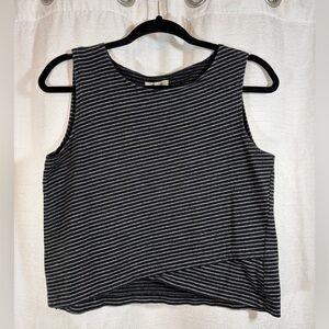 Madewell Striped Black and White Sleeveless Crossover Cropped Top
